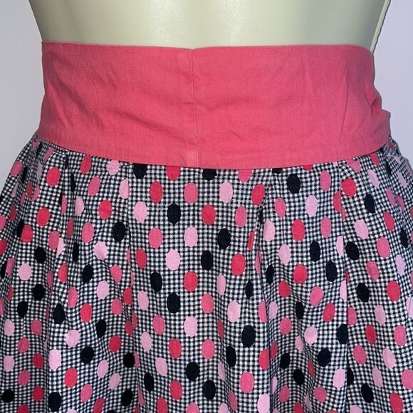 Vtg mid Century pink & black polka dot apron - Picture 2 of 6